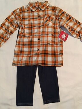 Real Love Kids 2-Piece Plaid Flannel Shirt & Pants Set Varsity Super League